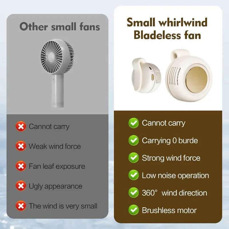 AirClip Mini Bladeless Fan - Silent, Clip-On, 3-Speed Portable Cooling